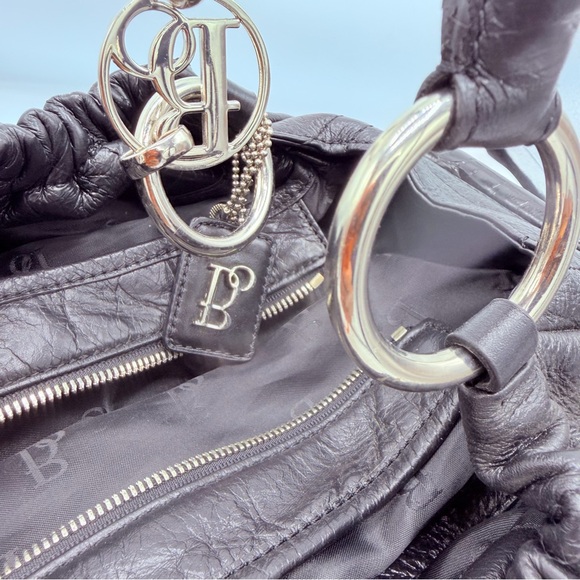 Bolzano Fiore Huge Black Leather Satchel Women's Bag - Picture 4 of 14